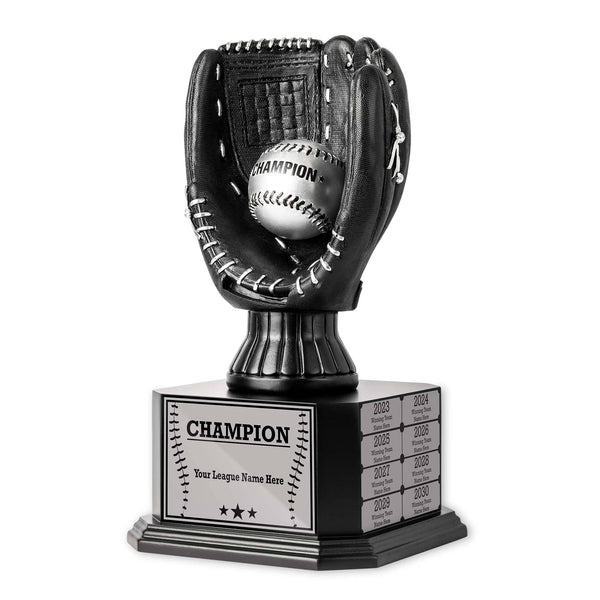 TrophySmack 15" Perpetual Baseball Trophy – Black