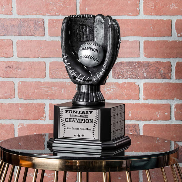 TrophySmack 15" Perpetual Fantasy Baseball Trophy – Black